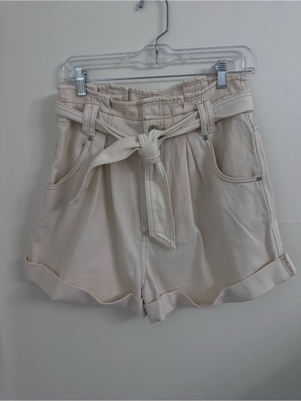 High-Waist Paperbag Tie-Belt Shorts